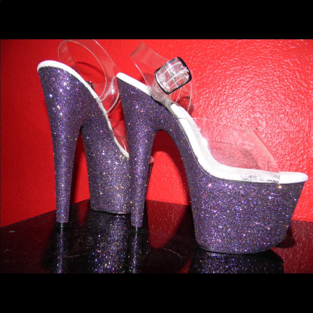 Purple Glitter Heels. Stilettos.